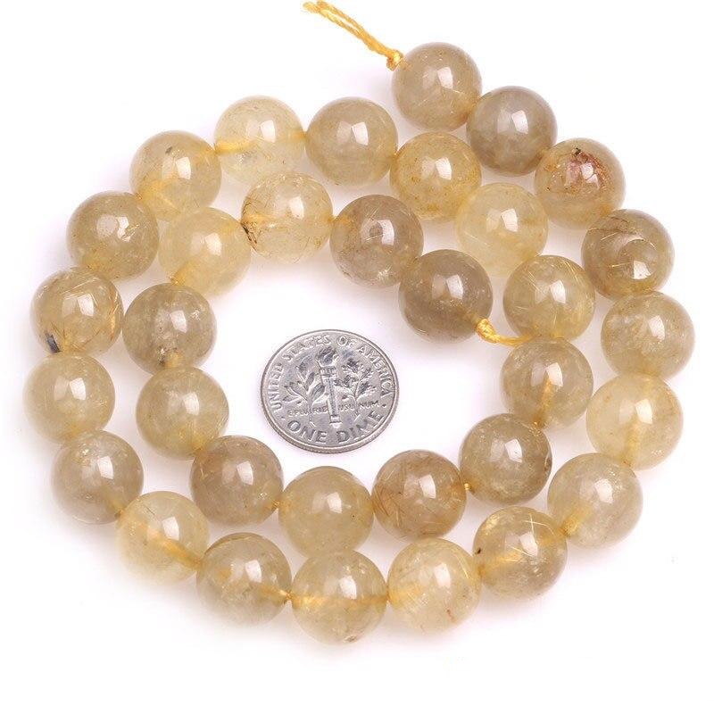 Round rutilated quartz beads