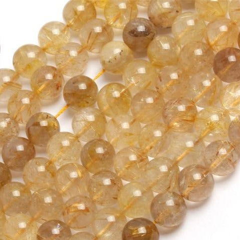 Round rutilated quartz beads