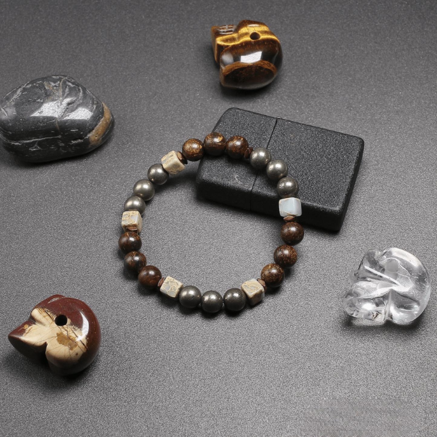 Pyrite and bronzite bracelet