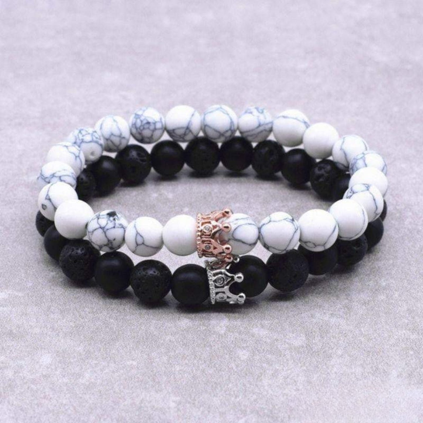 “Queen & King” Couple Distance Bracelets