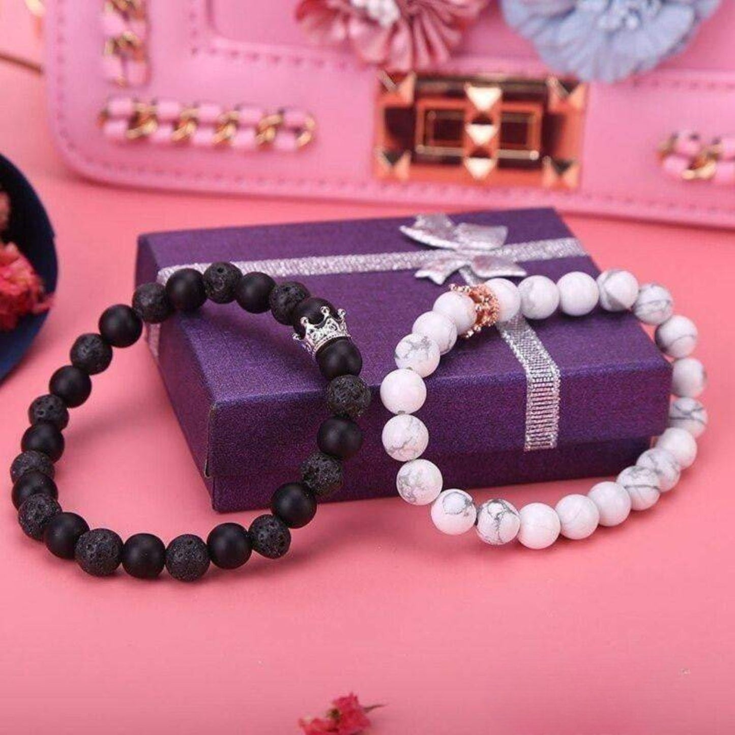 “Queen & King” Couple Distance Bracelets