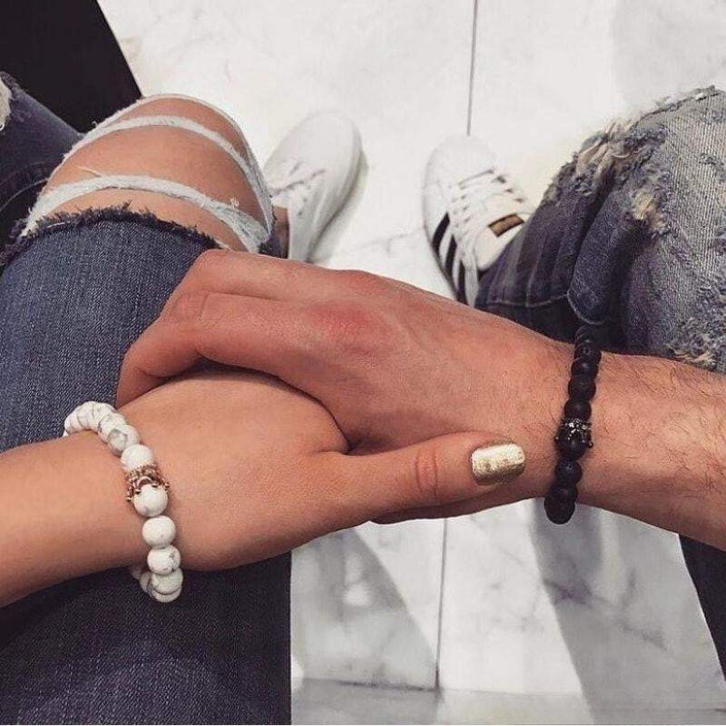 “Queen & King” Couple Distance Bracelets