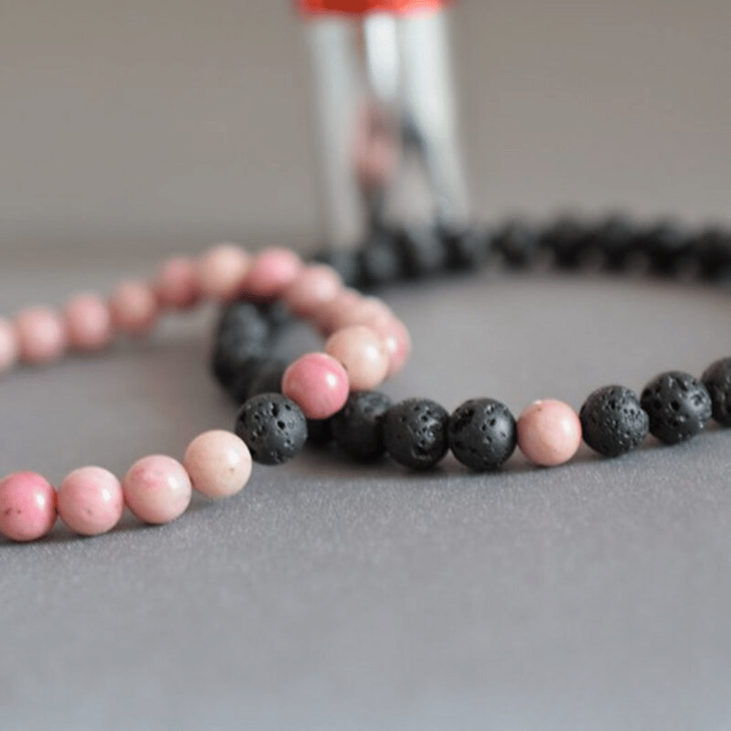 Rhodonite and Lava Stone Distance Bracelets
