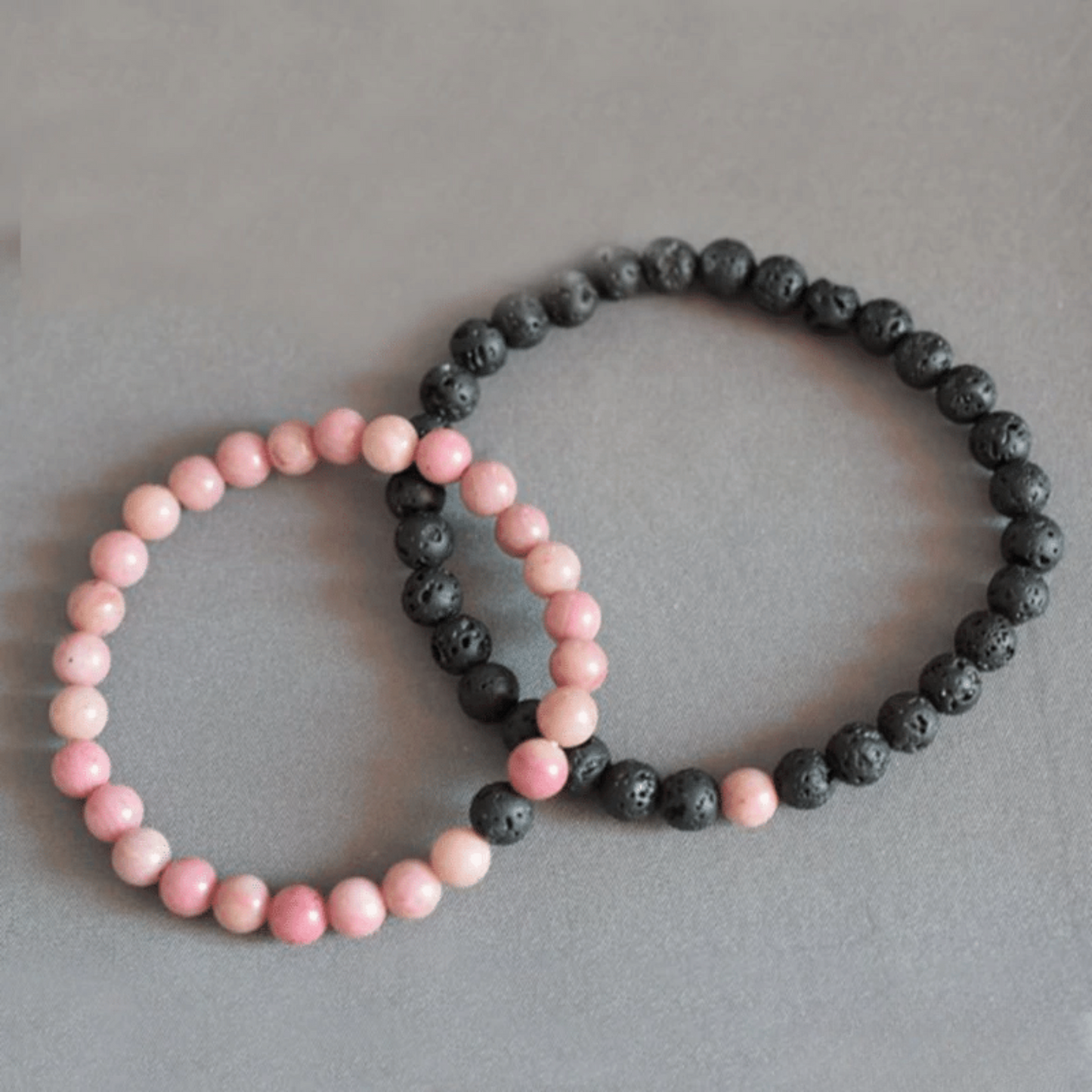 Rhodonite and Lava Stone Distance Bracelets