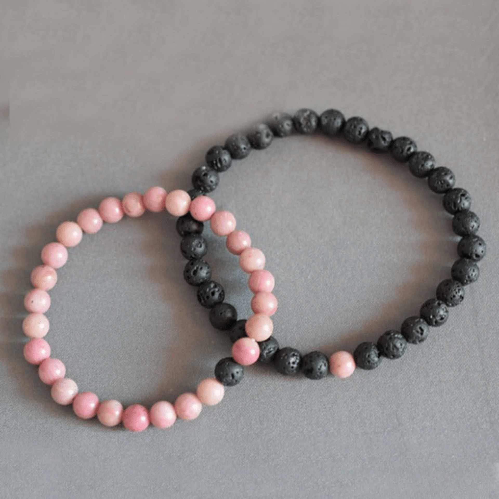 Rhodonite and Lava Stone Distance Bracelets