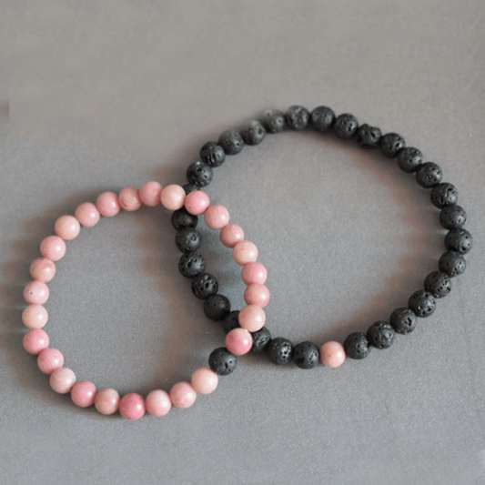 Rhodonite and Lava Stone Distance Bracelets