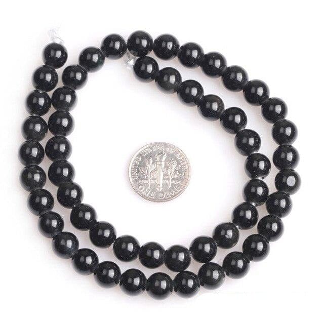 Round black obsidian beads