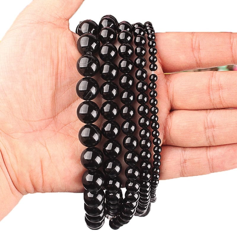 Round black onyx beads