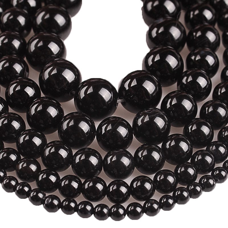 Round black onyx beads