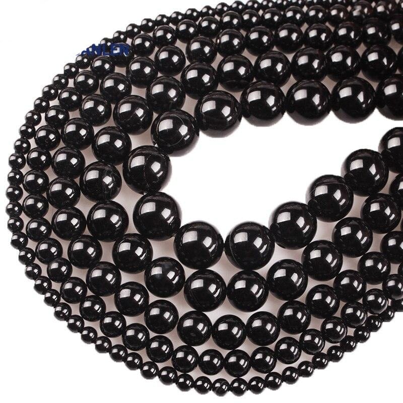 Round black onyx beads