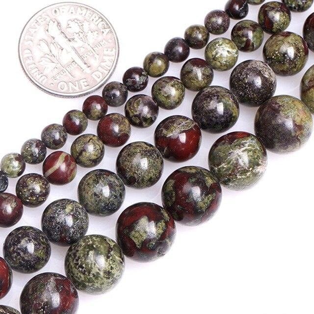 Round bloodstone jasper beads