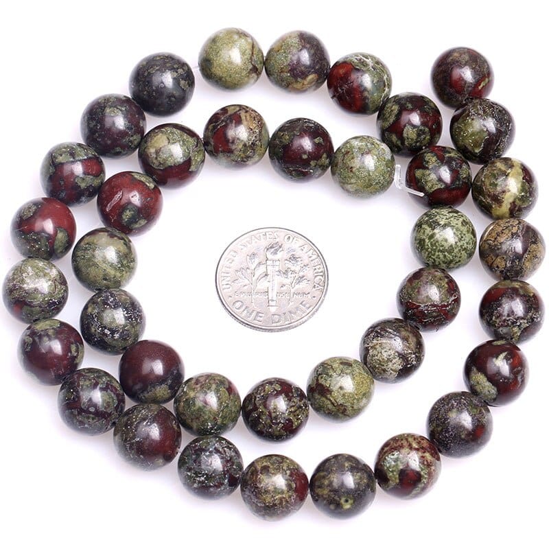 Round bloodstone jasper beads