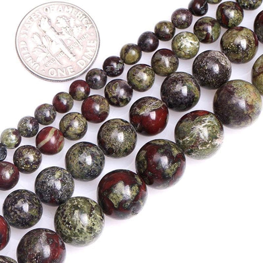 Round bloodstone jasper beads