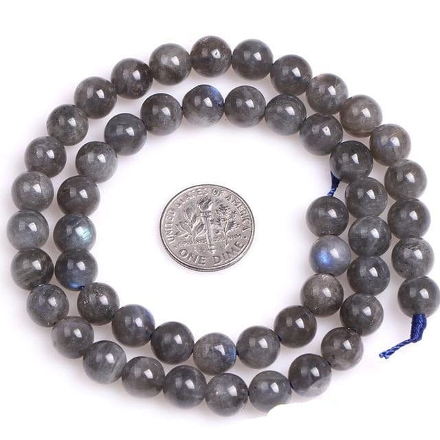 Round grey and blue labradorite beads