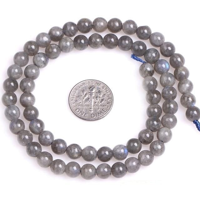 Round grey and blue labradorite beads