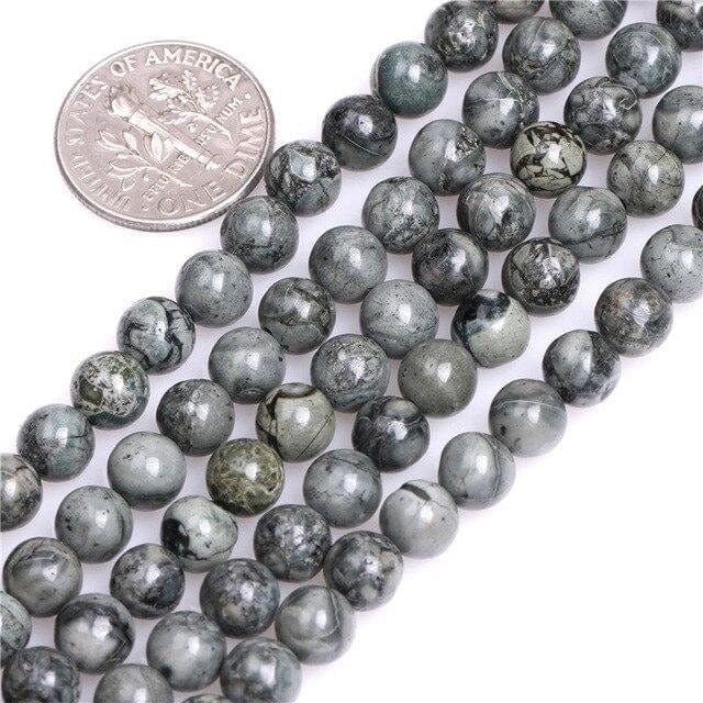 Round grey jasper beads