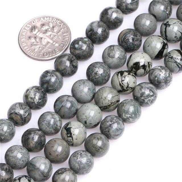 Round grey jasper beads