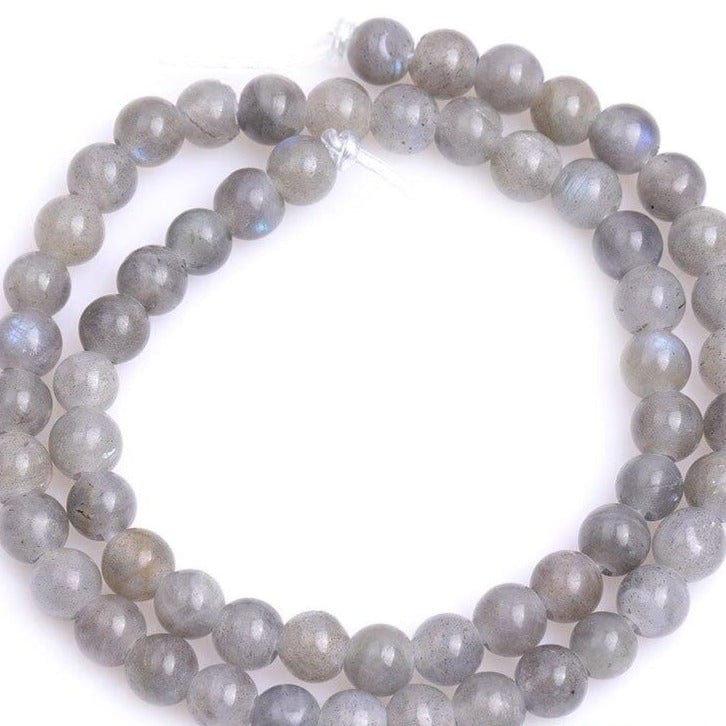 Round grey labradorite beads