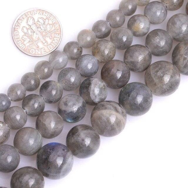 Round grey labradorite beads