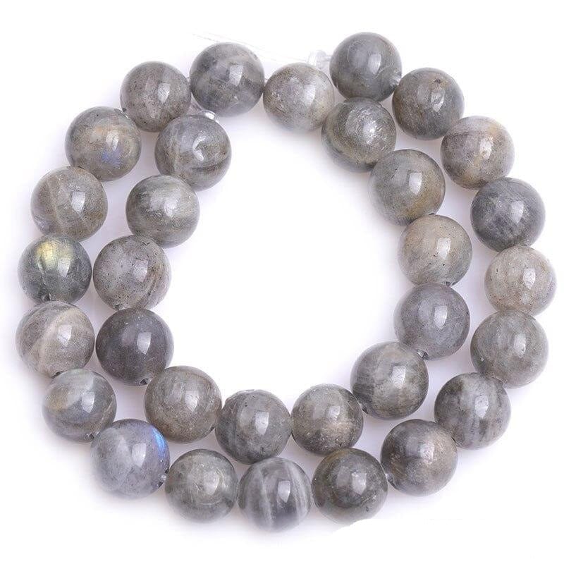 Round grey labradorite beads