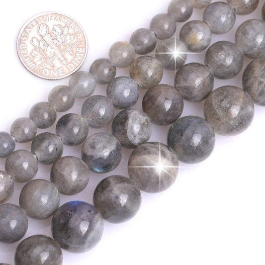 Round grey labradorite beads