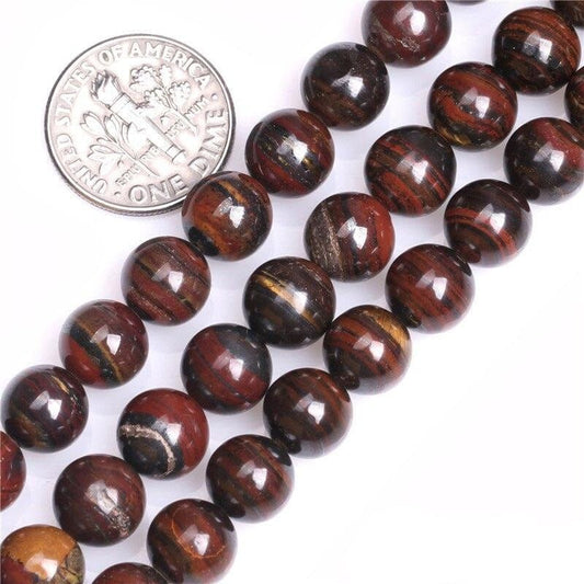 Round iron tiger’s eye beads