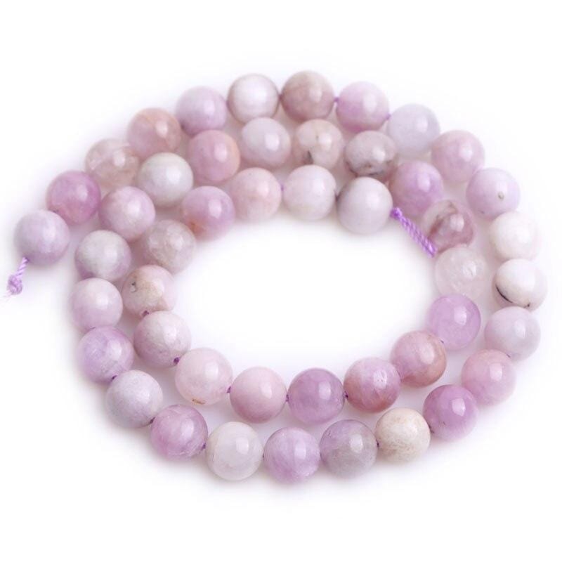 Round kunzite beads