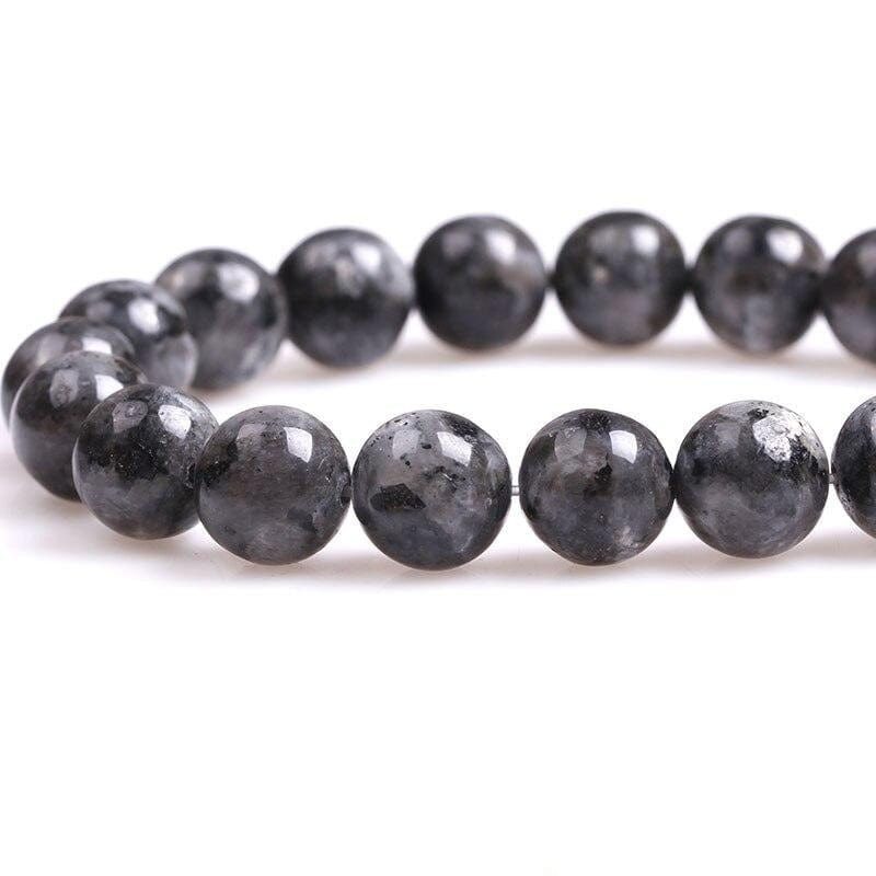 Round larvikite beads