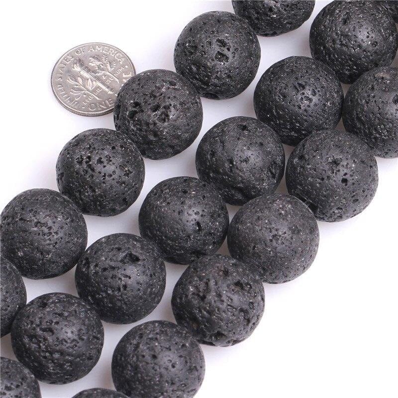 Round lava stone beads