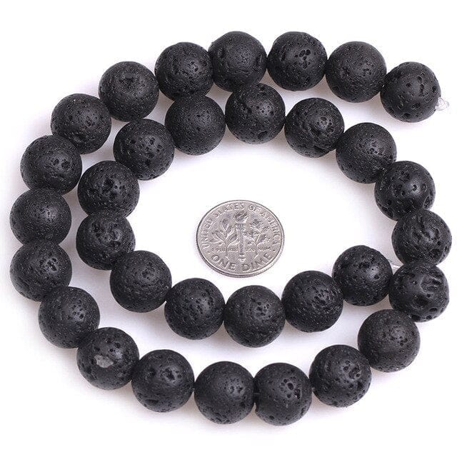 Round lava stone beads