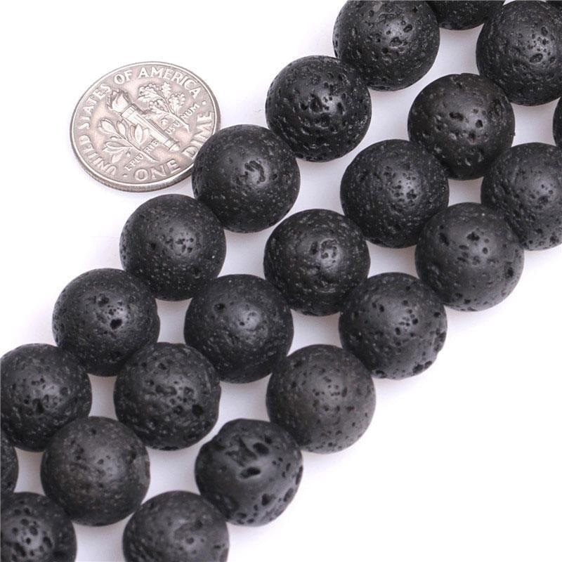Round lava stone beads