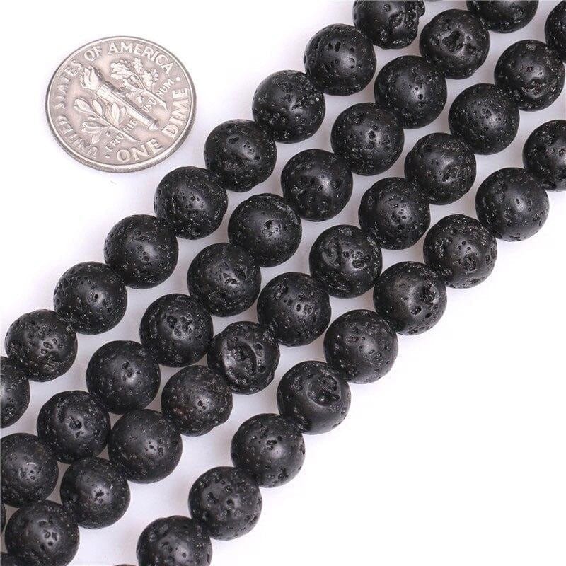 Round lava stone beads