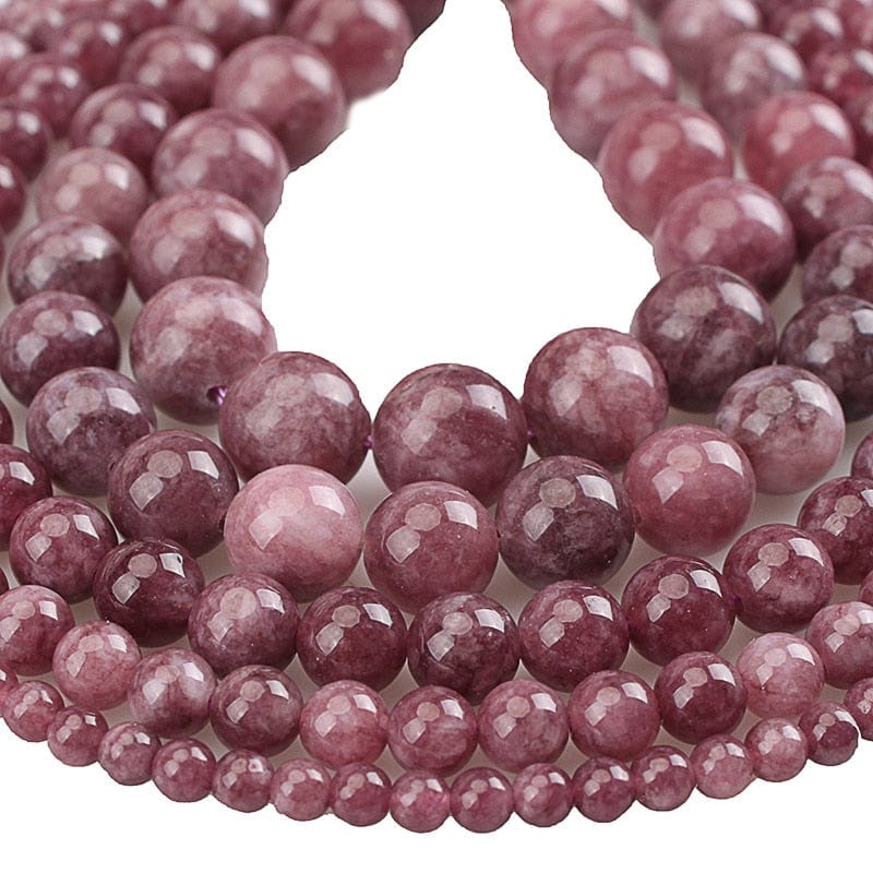 Round lepidolite beads