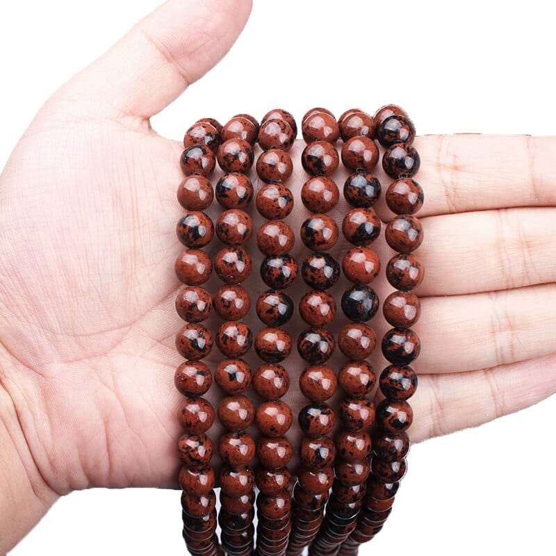 Round mahogany obsidian beads