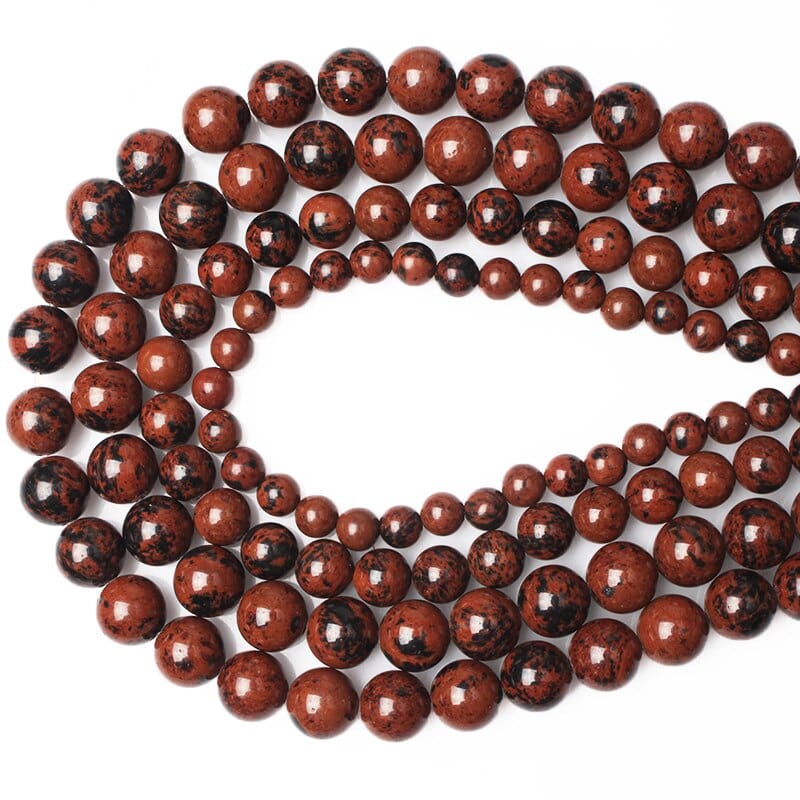 Round mahogany obsidian beads