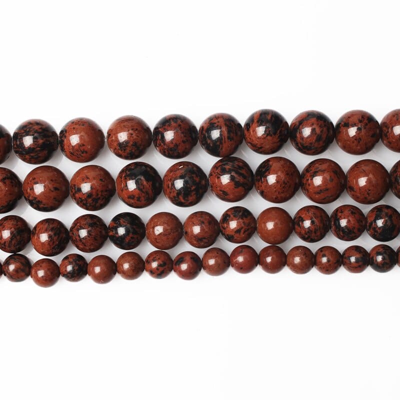 Round mahogany obsidian beads