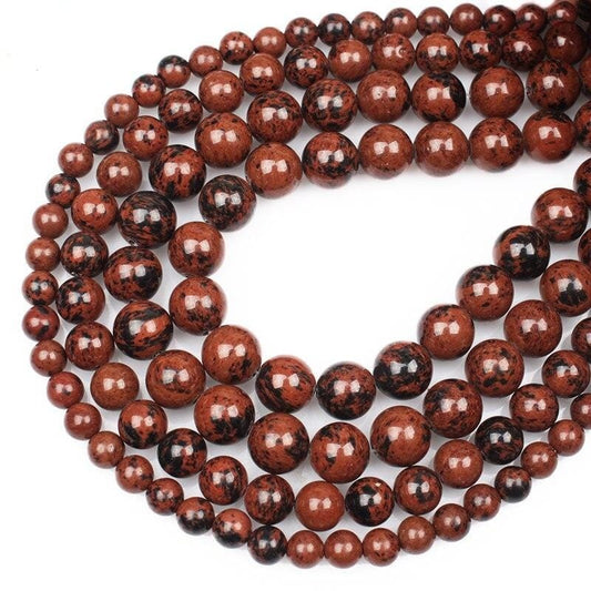 Round mahogany obsidian beads