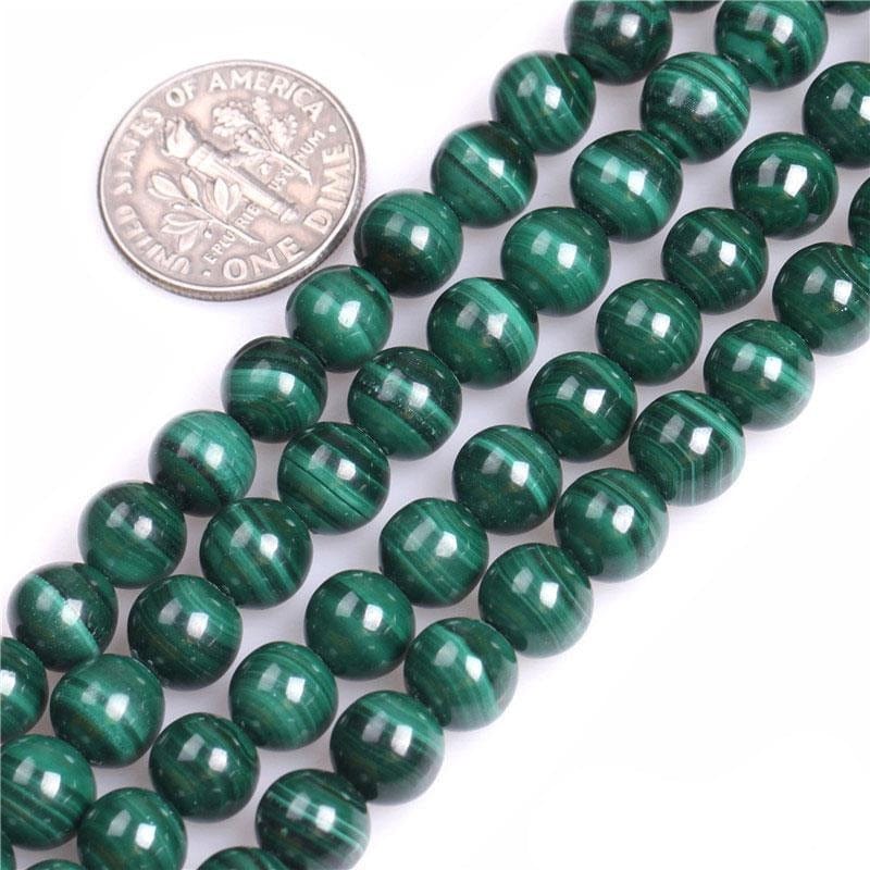 Round malachite beads