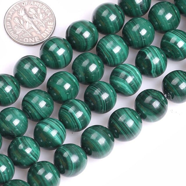 Round malachite beads