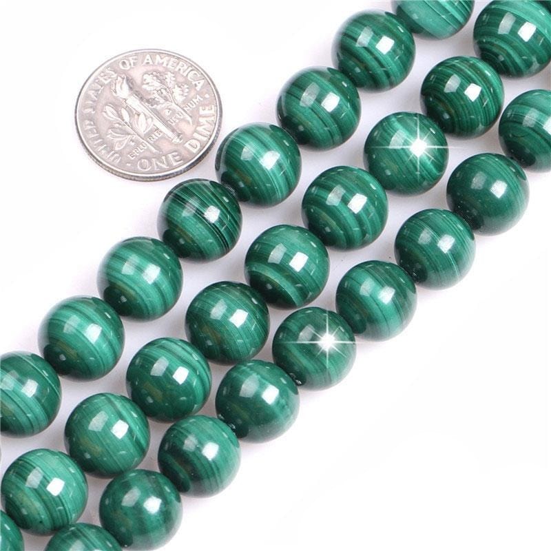 Round malachite beads