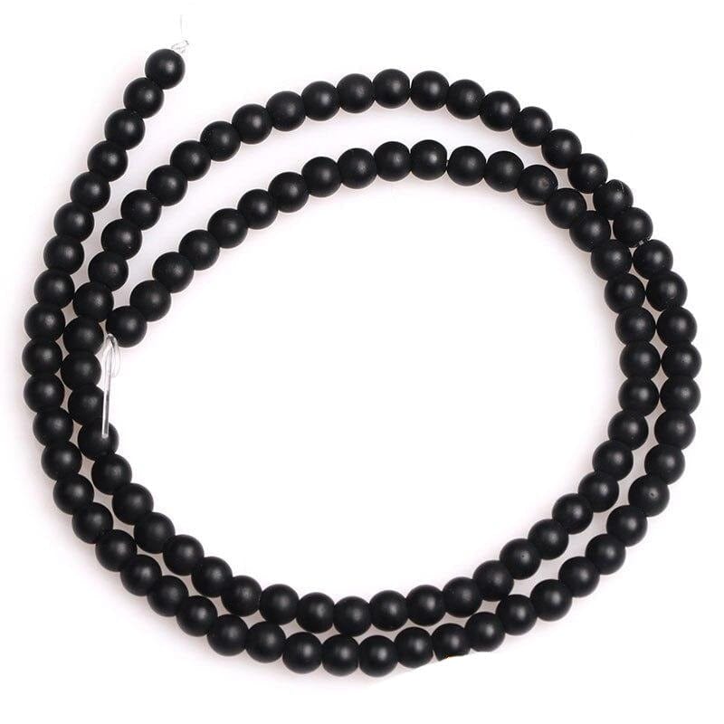 Round matte black onyx beads