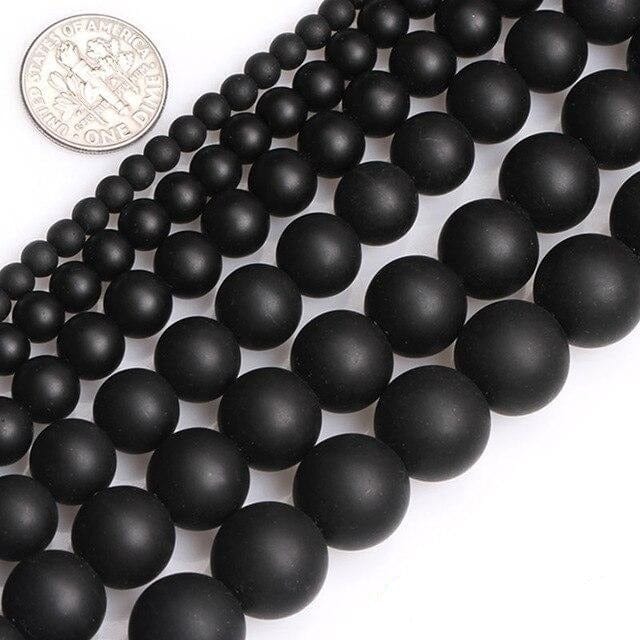 Round matte black onyx beads