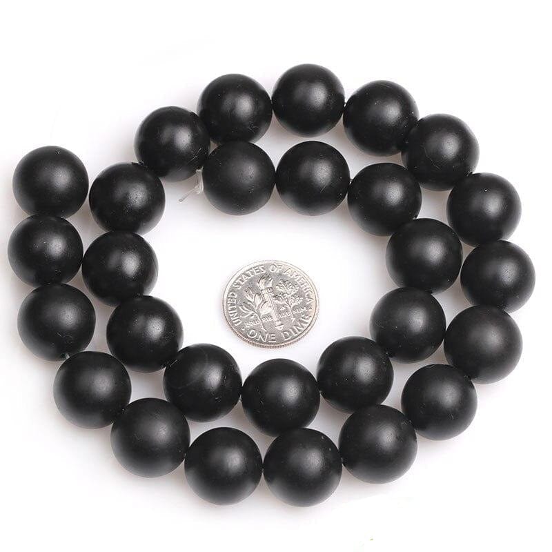 Round matte black onyx beads