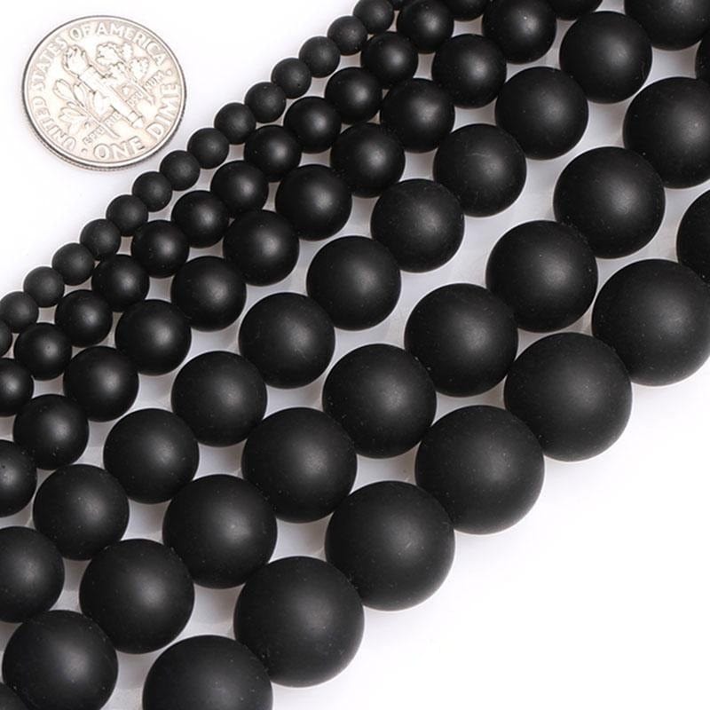 Round matte black onyx beads