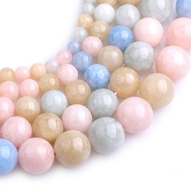 Round morganite beads