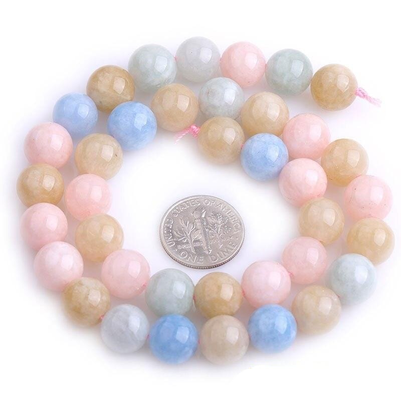 Round morganite beads
