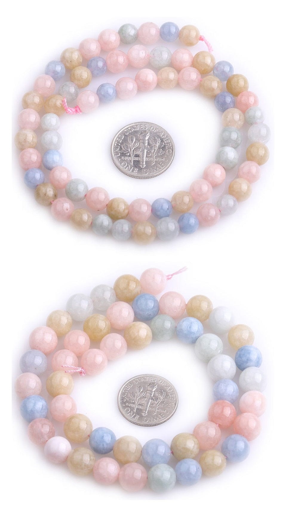 Round morganite beads