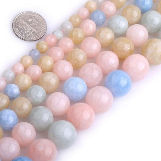 Round morganite beads
