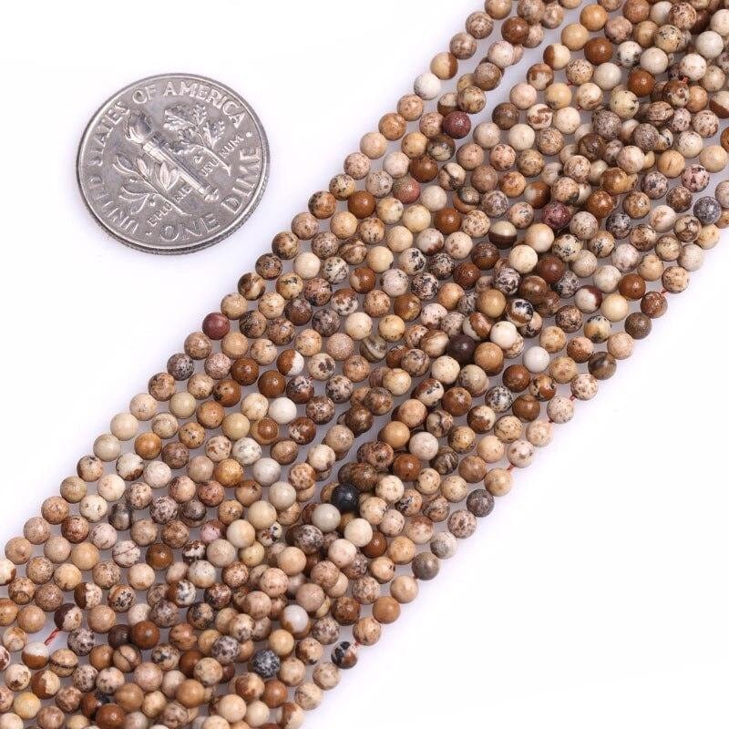 Round picture jasper beads
