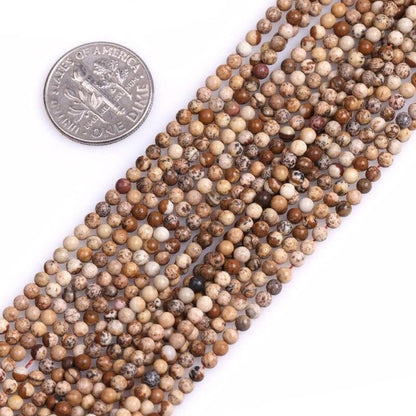Round picture jasper beads